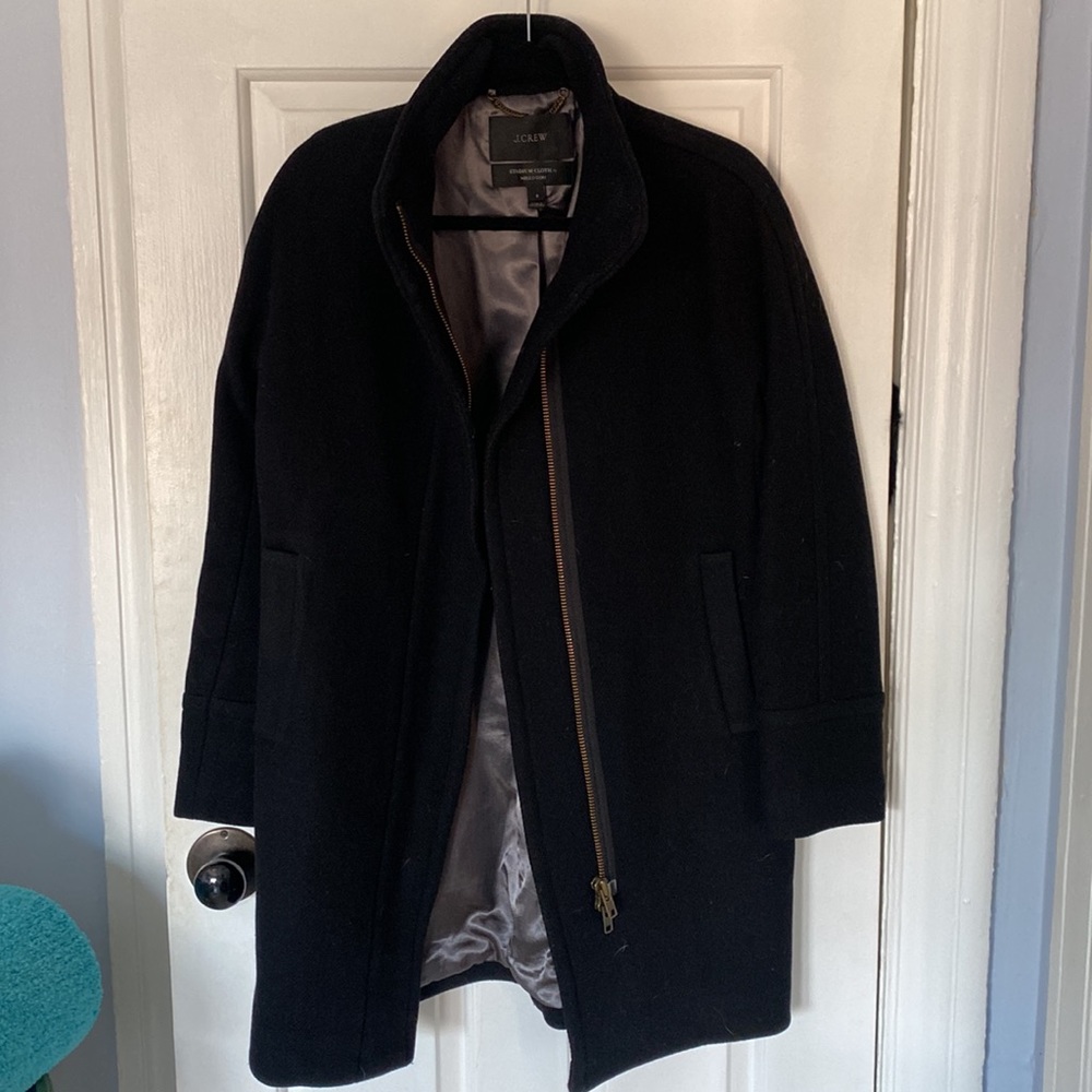 JCrew wool stadium cloth coat in black